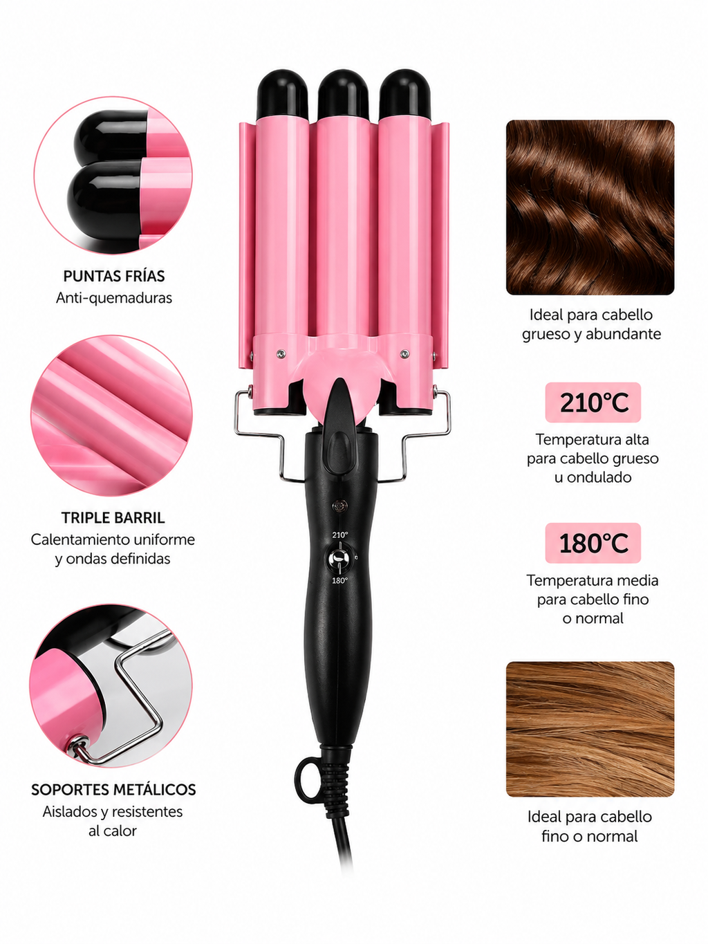 Rizador Triple de Ondas Pro™